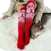 Рифорла Чорапи Чорапи Памучни Дами Високи Жени Топли Чорапи Девојките Топли Бутови Над КОЛЕНА Долги Божиќни Плетени Чорапи Црвени