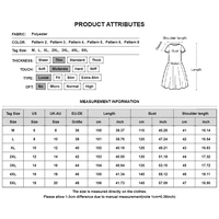 Hxlvision Жените V-Вратот Валани Краток Ракав Должина На Коленото Печатени Туника Фустан Со Џебови