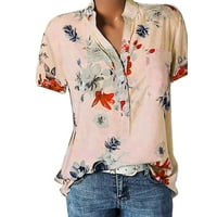 плус големина жени печатење блуза кошула џеб лесен ракав врвот кратка женска блуза непроѕирни кошули за жени