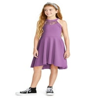 Правда Девојки со ракави плетен фустан со чипка, големини 5- & плус
