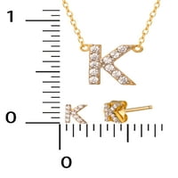 Брилијантност фино накит Стерлинг сребро 14kt злато позлатена кубна цирконија Почетна k приврзоци и сет на обетки, 15 + 3