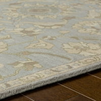Уметнички ткајачи Ханзеи Греј 9'9 Тркалезна традиционална килим за цвеќиња