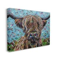 Слупел индустрии Хајленд говеда од крава, слоевит апстрактен портрет галерија за сликање, завиткано платно печатење wallидна