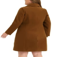 Уникатни поговори за жени плус елегантен питер тав јака единечен гради долг палто