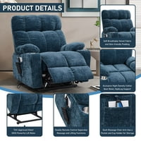 Momspeace Power Lift Recliner Chooter Choods Recliners за стари лица со стол за топлина и масажа за дневна соба - сина