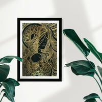 Студио Винвуд луѓе и портрети врамени wallидни уметнички отпечатоци „Лејди Мандала“ портрети Домашен декор - злато, црно, 13
