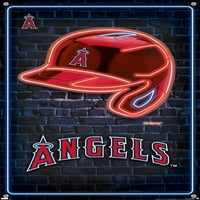Лос Анџелес Ангели - Неонски Шлем Ѕид Постер со Притисни Иглички, 14.725 22.375