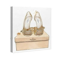 Wynwood Studio Mase and Glam Wall Art Canvas Prints 'Високи потпетици и чевли на големи лакови - злато, бело