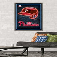 Филаделфија Филис-Неонски Шлем Ѕид Постер, 22.375 34 Врамени