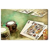 Wynwood Studio Entertainment and Hobbies Wall Art Canvas Prints 'Поставете ги вашите облози покер - зелена, бела боја