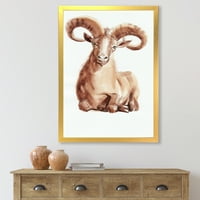 DesignArt 'Апстракт портрет на дива овен со моќни рогови II' Фарма куќа врамена уметничка печатење