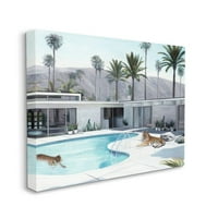Sumbell Industries тигар летен базен модерна куќа палма палми платно wallидна уметност дизајн од урбан пат, 30 40