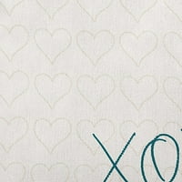 18 x18 Едноставно Дејзи Валентин xoxo со срца поли со акцент перница, задебеница на тилче 1