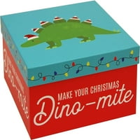 Време на одмор на среден плоштад Направете го вашиот Божиќен кутија за подароци за хартија Дино-Мите